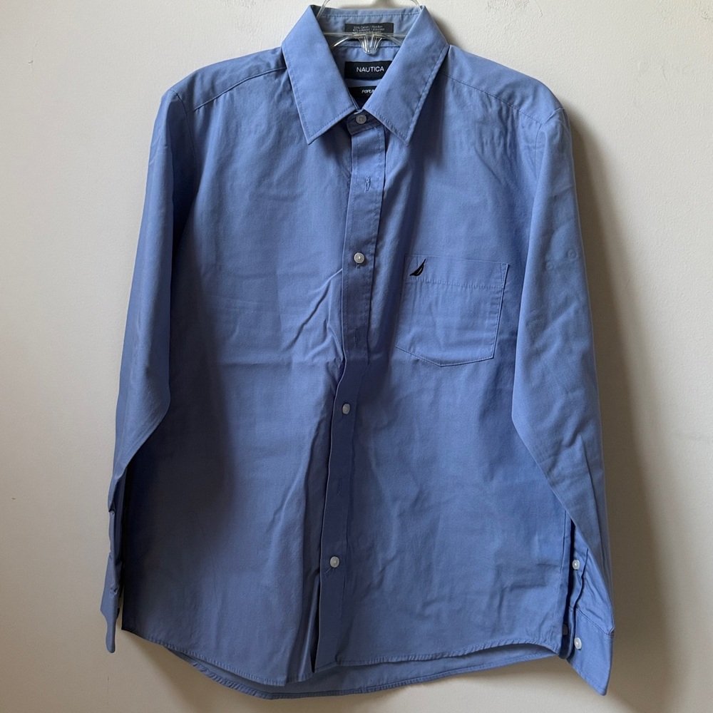 Nautica Blue Poplin Shirt Boy’s NWOT Size 14